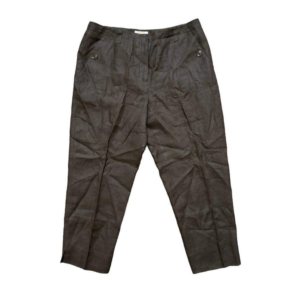 VTG TALBOTS 100% Irish Linen Tapered Leg Trouser Pants in Brown SZ 10P